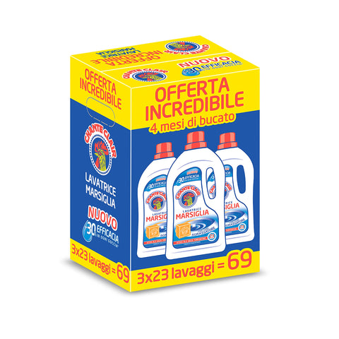 Chanteclair - Lessive Pour Machine À Laver, Parfum Marseille, Formule Concentrée, Avec Véritable Dégraisseur - 3 Flacons De 1150