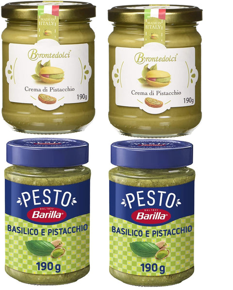 Brontedolci Crema Spalmabile Di Pistacchio Crème À Pistache 190 G En Verre De Sicile Avec 40,5 % Pistache + Pesto Basilico E Pistacchio Pesto Au Basilic Et Pistaches 190 G