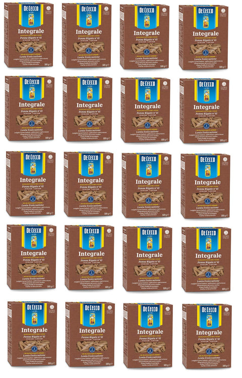 20x Pasta De Cecco Penne Rigate Integrali N° 41 Pâtes Italiennes À Grains Entiers 500g