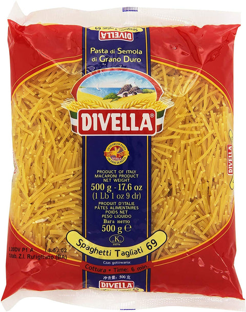 Lot De 10 Pâtes Pasta Divella 100 % Italien N°69 - Spaghetti Tagliati - 500 G