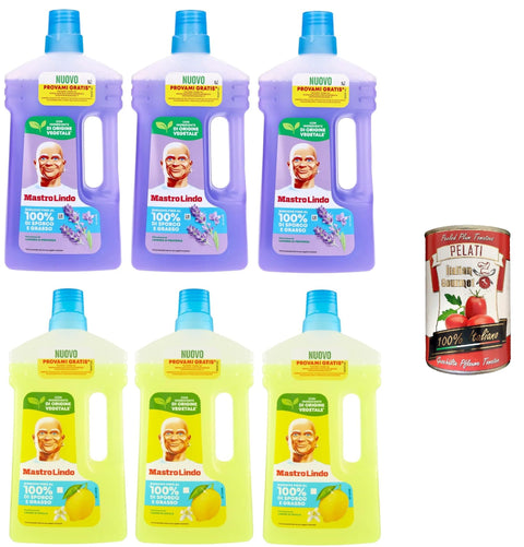 Mastrolindo Pavimenti Lot De 3 Flacons De 930 Ml De Citron Et 3 Lavande 930 Ml + Italian Gourmet Pelati 400 G