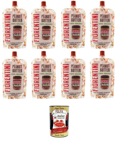 Fiorentini Lot De 8 Sachets De Beurre D'arachide 100 % Arachidi Dans Pochette 8 X 100 G + Italian Gourmet Polpa 400 G