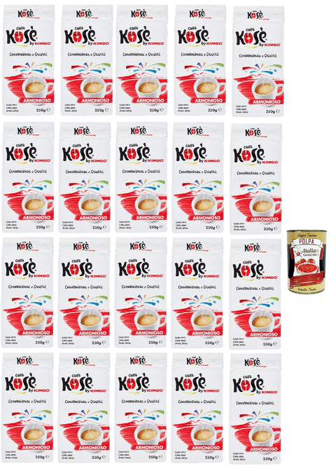 Caffè Kosè Armonioso, Caffe' Italiano, Caffè Macinato, Italian Café Moulu, Convient Pour Cafetière Moka, Lot De 20x 250 Gr + Italian Gourmet Polpa 400g