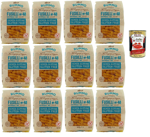 Rummo Pasta Fusilli N° 48 Senza Glutine, Gluten Free, 100% Pâtes Italiennes De Pâtes-Gluten 12x 400g+ Italian Gourmet Polpa 400g