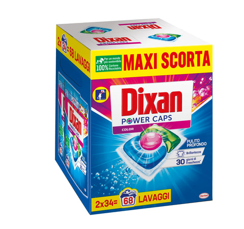 Dixan Power Caps Color, Lessive Machine À Laver En Capsules, 2 X 34 Lavages