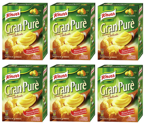 6x Knorr Gran Purè Cremoso E Delicato Préparé Pour Purée De Pommes De Terre Sans Gluten 225 G Chaque Paquet Contient 3 Sachets De 75 G De Purée De Pommes De Terre