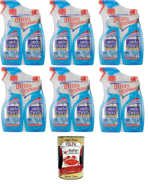 Vedo Chiaro Vetri Multiuso + Ricarica Verres Multi-Usages + Recharge 6 X 500 + 500 Ml + Italian Gourmet Polpa 400 G