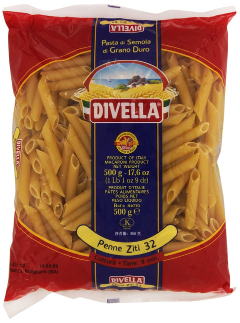 Divella Penne Ziti 32 A Pasta Di Semola Di Grano Duro - 500 Gr