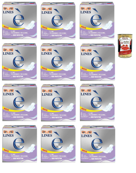 Lines È Con Ali Lot De 12 X 8 - Absorbant En Lactifless Avec Ailes + Polpa Italien Gourmet 400 G