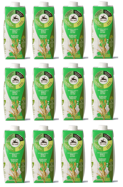 12 X Alce Nero Bevanda Biologica Vegetale A Base Di Riso Boisson À Base De Riz Bio 500 Ml Boisson Rafraîchissante Non Alcoolisée