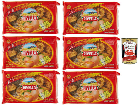 Divella - 107/B - Lot De 6 Tagliatelles Paglia E Fieno, Pâtes Italiennes Authentiques, Nouilles Aux Œufs - Les Tagliatelles Les Plus Délicieuses À Partager En Famille - 6 X 500 G + Italian Gourmet