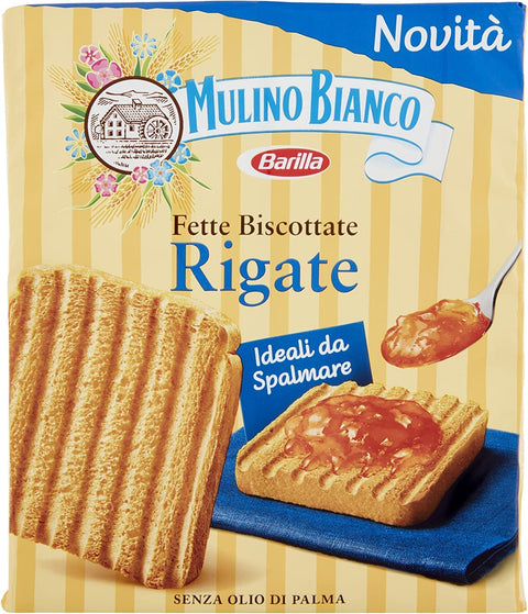 6 X Mulino Bianco Graisses Biscottate Rigate Biscottate Biscotte Biscottes Pain Cuit Au Four 315 G Biscuits