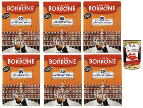Caffè Borbone, Mélange Decisa, Capsules - Compatibles Avec Les Machines À Café À Usage Domestique Nespresso*, 6x Lot De 50 Capsules De Café + Italian Gourmet Polpa 400g