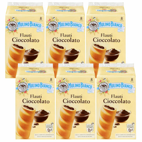 Mulino Bianco Flauti Ciocciolato-Petits Pains Au Beurre Fourrés Au Chocolat 280g (Flauti Ciocciolato, X6)