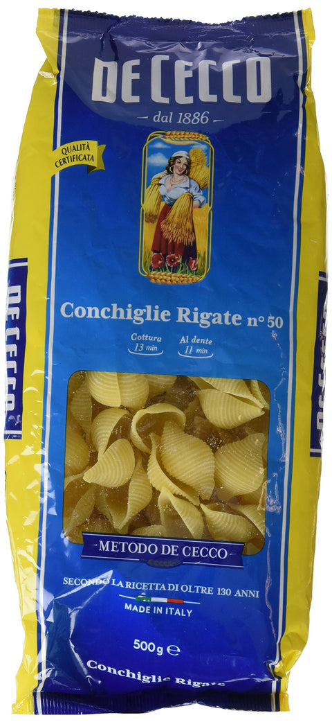 De Cecco Pâtes Conchiglie Rigate 500 G - Lot De 6