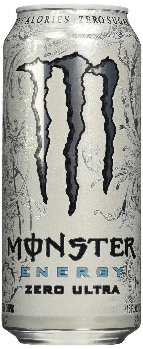 Monster Zero Ultra Less Sweet, Lighter-Tasting Energy Drink, Carbonated, Zero Calories, 16-Fl. Oz. Cans, 12-Pack Tray By Monster