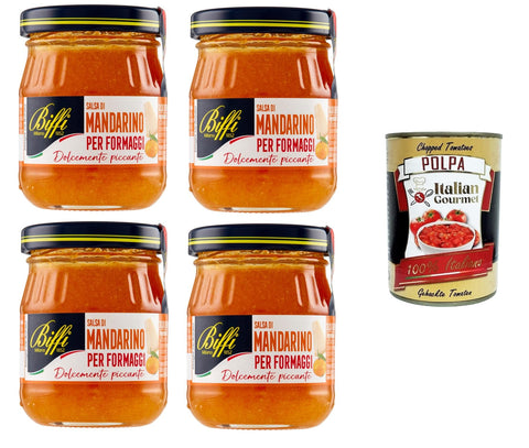 Biffi Salsa Di Mandarini Per Formaggi Sauce À La Mandarine Pour Fromage 4 X 100 Gr+ Italian Gourmet Polpa 400 G