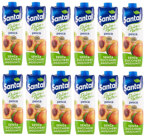 12 X Parmalat Santal Succo Di Frutta Pesca Dolce Di Natura Zero Courgettes Aggiunti Pêche Jus De Fruits Zéro Addition De Sucre Boisson Rafraîchissante Tetrapack 1000 Ml