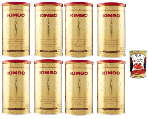 Kimbo Gold Medal Canette, Caffe' Italiano, Caffè Macinato, Italian Café Moulu, Convient Pour Cafetière Moka, Lot De 8x 400 Gr + Italian Gourmet Polpa 400g