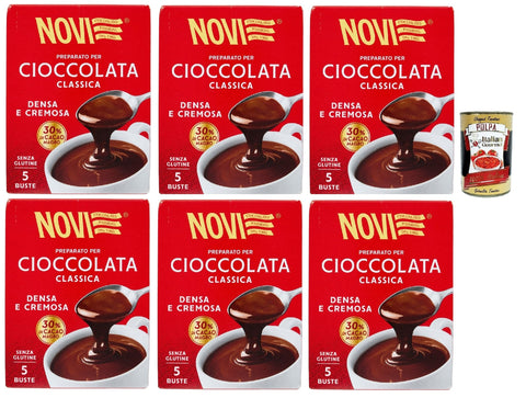Novi, Preparato Per Cioccolata, Gusto Classico Chocolat Chaud Soluble Chocolat Instantané, Istant Hot Chocolate, Adapté À La Préparation Végétalienne, 6x 125g + Italian Gourmet Polpa 400g