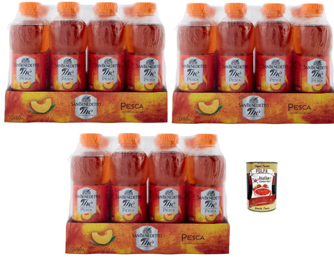 San Benedetto The Pesca, Thé Glacé À La Pêche Rafraîchissante 36x 500 Ml + Italian Gourmet Polpa 400g