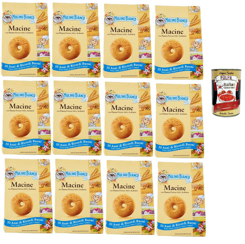Mulino Bianco Macine Biscotti Con Panna Fresca, Biscuits Avec De La Crème Fraîche, Biscuits Cookies, 12x 350g + Italian Gourmet Polpa 400g