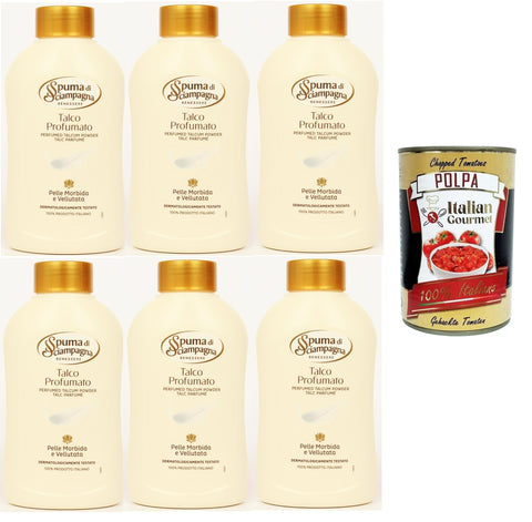 Spuma Di Sciampagna Talco Profumato In Barattolo Talc Parfumé 6 X 200 G + Italian Gourmet Polpa 400 G