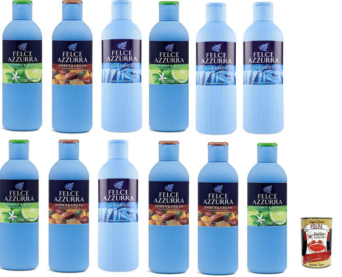 Paglieri Felce Azzurra Lot De 12 Gels Douche Au Parfum Distinctif Hydratant La Peau 650 Ml + Polpa Italian Gourmet 400 G
