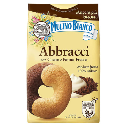 Mulino Bianco Abbracci Biscuits Sablés Italiens Au Beurre Et Saveur De Cacao 350g (Abbracci, X1)