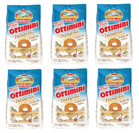 Divella Ottimini Integrali Lot De 6 Biscuits Italiens 400 G