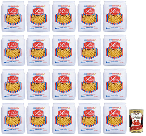 Russo Penne Piccole N°12 Lot De 20 Pâtes À Semoule De Blé Dur, 100 % Blé Italien, Paquet De 500 G + Boîte De 400 G