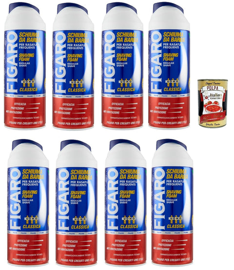 Figaro Schiuma Da Barba Original Classic Mousse À Raser Pour Rasage Fréquent, 8 X 400 Ml + Italian Gourmet Polpa 400 G