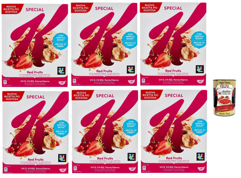 Special K Red Fruits, Fiocchi Di Riso Fruits Rouges Céréales Flocons De Riz Blé Et Orge Avec Des Vitamines Et Des Minéraux, 6x 290g Céréale + Italian Gourmet Polpa 400g