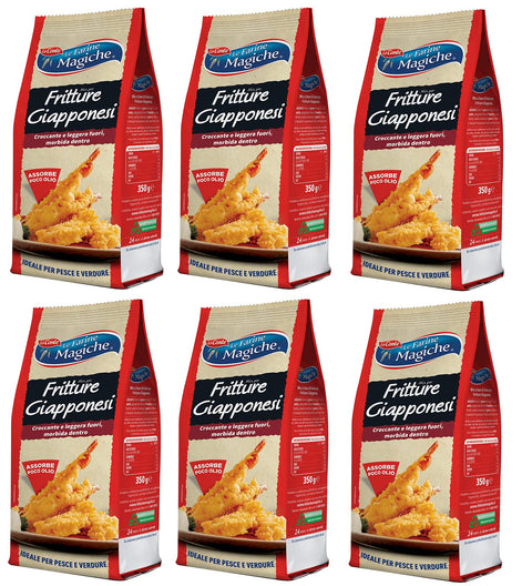 6x Lo Conte Le Farine Magiche Mix Per Tempura Fritture Giapponesi Mélange Pour Farine De Blé Tendre Type "1" Idéal Pour Les Légumes Et Les Poissons 350 G