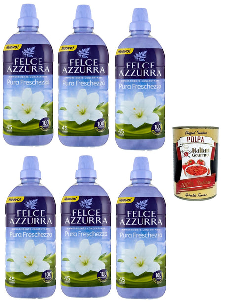 Lot De 6 Adoucissants Concentrés Felce Azzurra Pure Freshness 900 Ml + Italian Gourmet Polpa 400 G