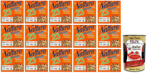 Náttúra Protein Sport Lot De 15 Barres Protéinées De Graines De Citrouille Biologiques, Graines De Lin, Citron, Paquet De 75 G, Chaque Paquet Contient 3 Barres De 25 G + Polpa Di Pomodoro Italian