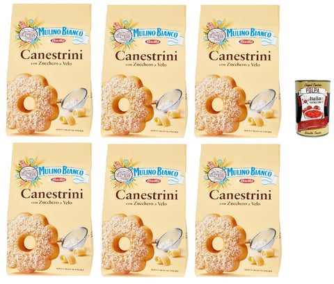 Mulino Bianco Dolcetti Canestrini, Biscuits Courtscus Avec Du Sucre Glace, Du Beurre Et Des Œufs Frais, 6x 200 G + Italian Gourmet Polpa 400g