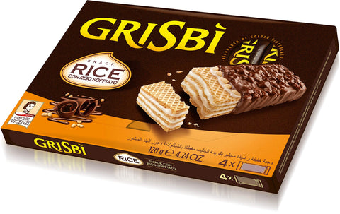 Matilde Vicenzi Grisbi Snack Riz Avec Riso Soffiato Biscuits Au Lait Crème Recouvert De Chocolat Et De Riz Boufflé 120g (4 X 30g)
