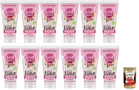 Sunsilk Lot De 12 Shampooings Détox Exfoliants Aux Extraits De Rose Pour Cuir Chevelu Sensible + Polpa Italien Gourmet 400 G