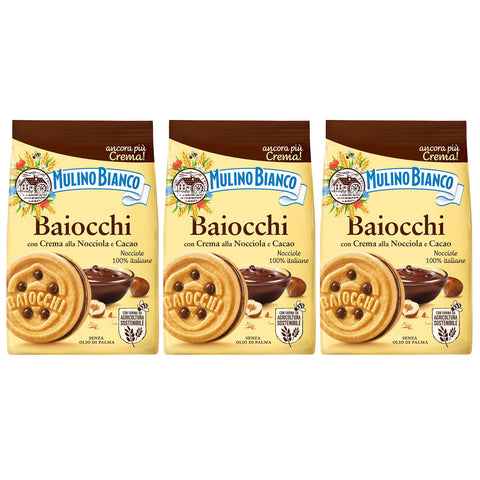 Mulino Bianco Baiocchi - Biscuits Sablés À La Crème De Noisette Et Cacao 260g (Cacao, X3)