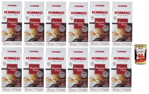 Kimbo Macinato Fresco, Caffe' Italiano, Caffè Macinato, Italian Café Moulu, Convient Pour Cafetière Moka, Lot De 12x 250 Gr + Italian Gourmet Polpa 400g