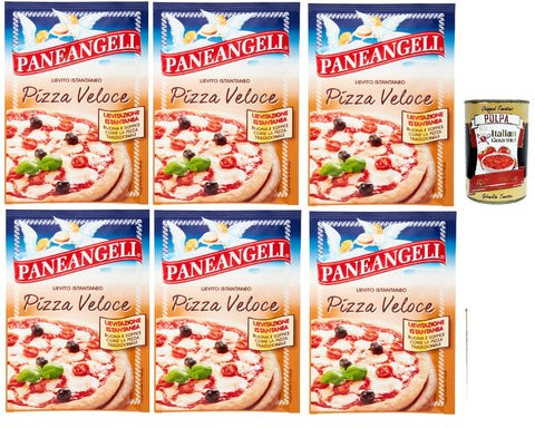 Paneangeli Lievito Istantaneo Pizza Veloce, Levure Instantanée Rapide, Mélange De Levure Résistante 6 X 26 G Avec Levure De Bière Déshydratée + Italian Gourmet Polpa 400 G