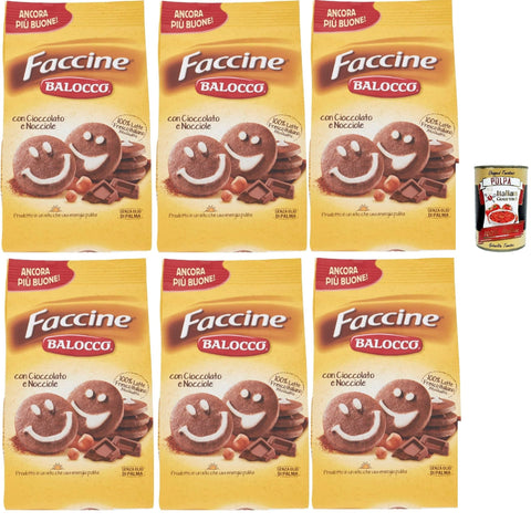 Balocco Faccine Biscotti Con Cioccolato E Nocciole, Biscuits Au Chocolat Et Aux Noisettes, 6x 350g + Italian Gourmet Polpa 400g