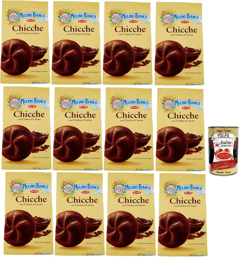 Mulino Bianco Biscotti Frollini Chicche Con Crema Al Cacao, Biscuits À La Crème De Cacao, Petit Déjeuner Plein De Goût, 12x 200g + Italian Gourmet Polpa 400g