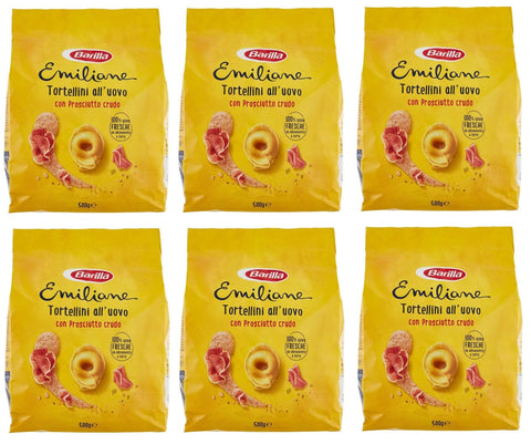 Emiliane Barilla Pâtes All'uovo Ripiena Tortellini Con Prosciutto Crudo Lot De 6 Nouilles Farcies Aux Œufs Avec Nouilles Au Jambon Cru 500 G