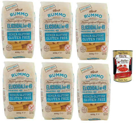 Rummo Pasta Elicoidali N. 49 Senza Glutine, Gluten Free, 100% Pâtes Italiennes De Pâtes-Gluten 6x 400g+ Italian Gourmet Polpa 400g