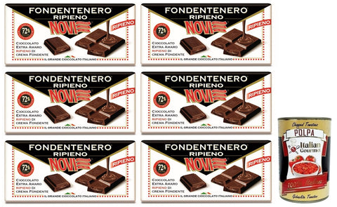 Novi Ripiena Lot De 6 Boîtes De 105 G De Fondant Au Chocolat Extrêmement Amer Garni De Crème Foncée 72 % De Cacao 105 G + Polpa Di Pomodoro Italian Gourmet Polpa Di Pomodoro Boîte De 400 G