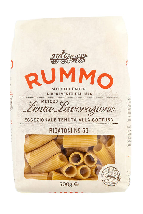 Rummo Rigatoni Pasta No.50 – Pâtes Italiennes En Tube De Qualité Supérieure, Savamment Striées Pour Une Rétention De Sauce Robuste, 500 G (Lot De 1)