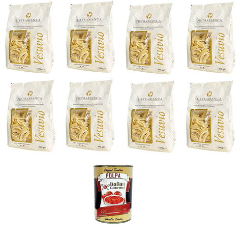 Pietrabianca, Pasta Di Semola Artigianale Trafilata Al Bronzo, Nouilles À La Semoule « Casarecce », 8 X 500 G, Faites À La Main En Bronze + Italian Gourmet Polpa 400 G