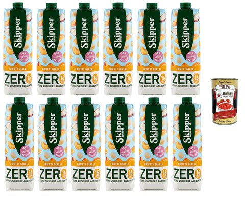Zuegg Skipper Frutti Gialli Zero Fruits Zero Fruits Zero Drink À Base De Jus De Fruits Et De Purées 12 X 1000 Ml + Italian Gourmet Polpa 400 G
